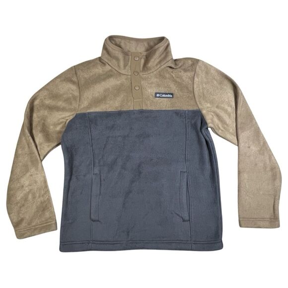 Columbia 1/4 Snap Fleece Pullover Tan Grey Big Kids Size Medium (10/12) - Picture 1 of 6